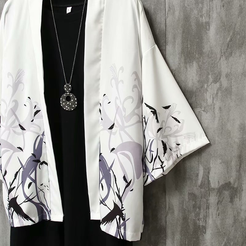 Áo Khoác Kimono Tay Lỡ 3 / 4 Phong Cách Trung Hoa Cho Nam