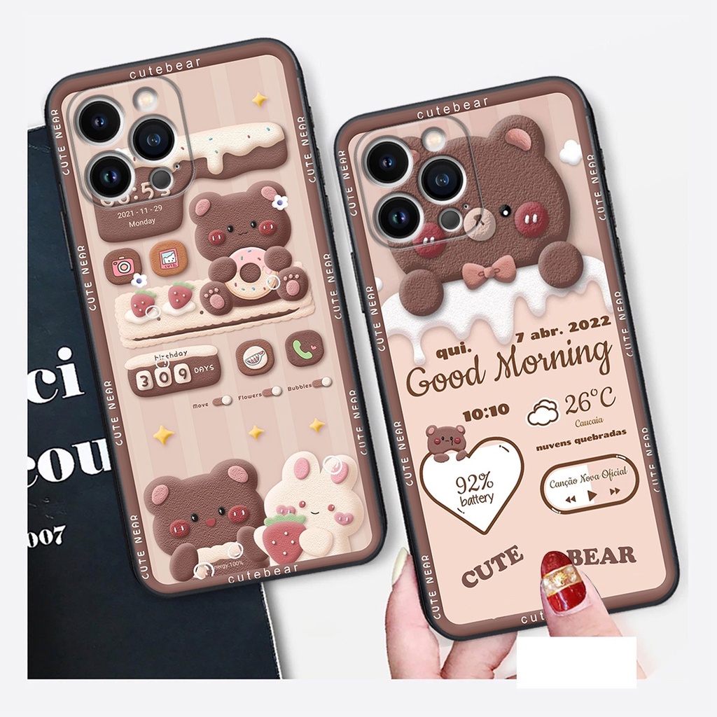 Ốp lưng ip 12 PRO / 12 PRO MAX in hình Gấu nâu - hồng, Gấu Be@rick  cực CUTE, DỄ THƯƠNG