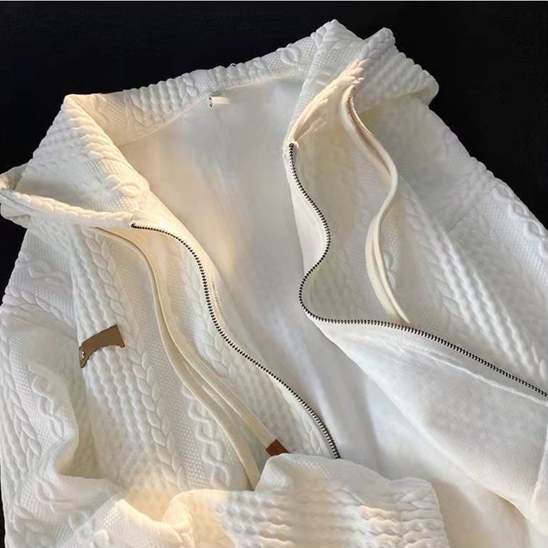 Áo hoodie Khóa Kéo form rộng dập vân thêm Dây Hàn Quốc