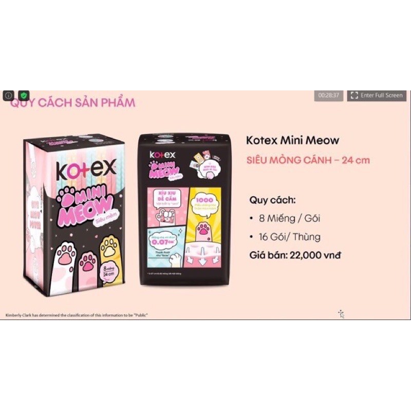 Băng vệ sinh kotex mini meow cho tuổi teen