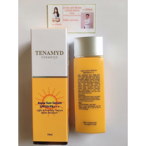 [CHÍNH HÃNG BÁC SĨ DŨNG NHẬP KHẨU]Kem Chống Nắng Dạng Lỏng Huyết Thanh Tenamyd SPF50 Dưỡng Da Mờ Thâm Nám Mịn Màng 70ml