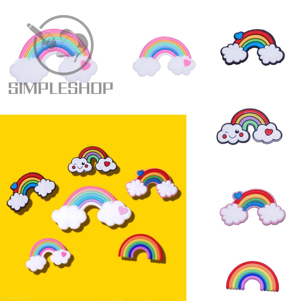 ❀SIMPLE❀ Cartoon Patch Glues Scrapbook Decoration PVC Stickers Rainbow Patch Colorful Art Craft DIY Accessories Handmade Phone Case Decor Silicone Glue