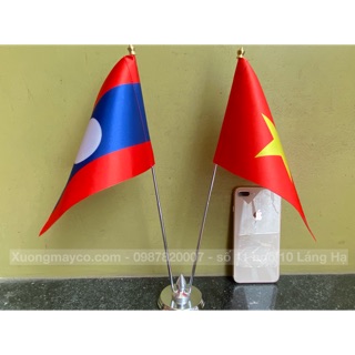 Cờ để bàn Việt Nam - Lào đế đôi inox