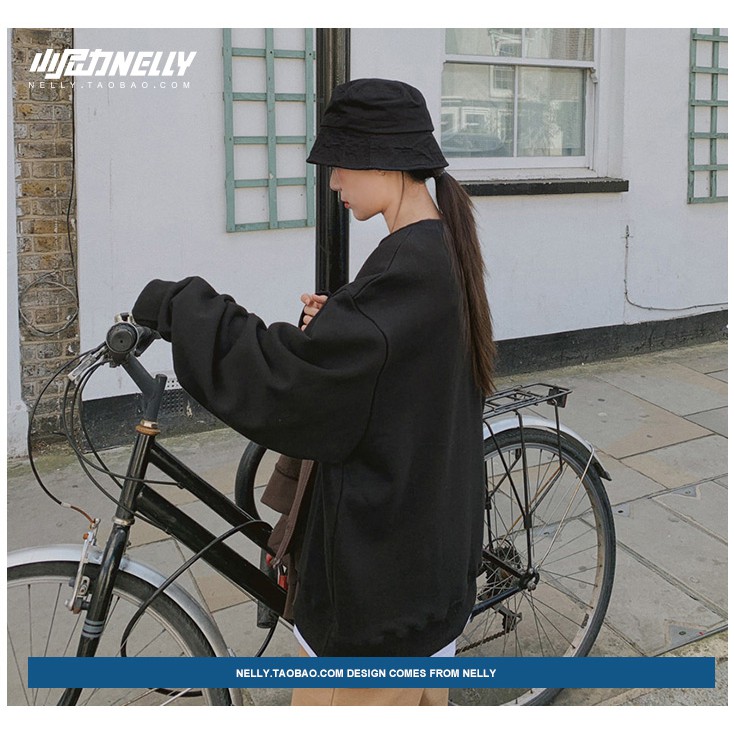 Áo Sweater Nelly Heybig trơn màu đen