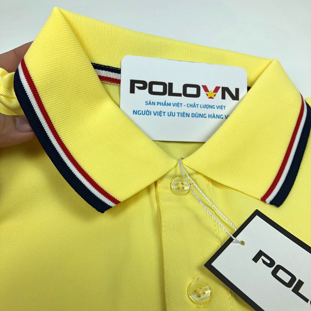 Áo thun Polo nam cổ bẻ Basic màu Vàng Phối Viền năng động  , vải cá sấu - không xù lông, không ra màu, thấm hút mồ hôi