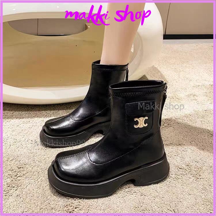 Bôt nữ cổ lửng da mờ, boot túi đế cao 5cm hottrend 2023