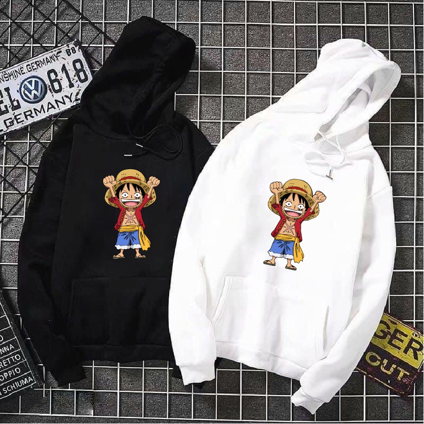 Áo nỉ hoodie thu đông hoạt hình one piece luffy form suông rộng unisex có mũ, chất nỉ bông | BigBuy360 - bigbuy360.vn