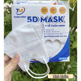 (5 hộp) khẩu trang 5D mask Tuấn Minh/Nam Anh kháng khuẩn chính hãng - 1 hộp 10 chiếc