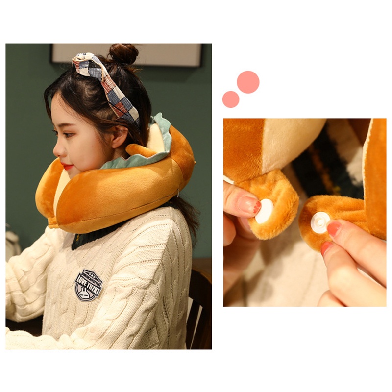Gối Chữ U Kê Cổ Văn Phòng Du lịch Hoạt Hình Dễ Thương 30 * 30CM chống đau mỏi vai gáy