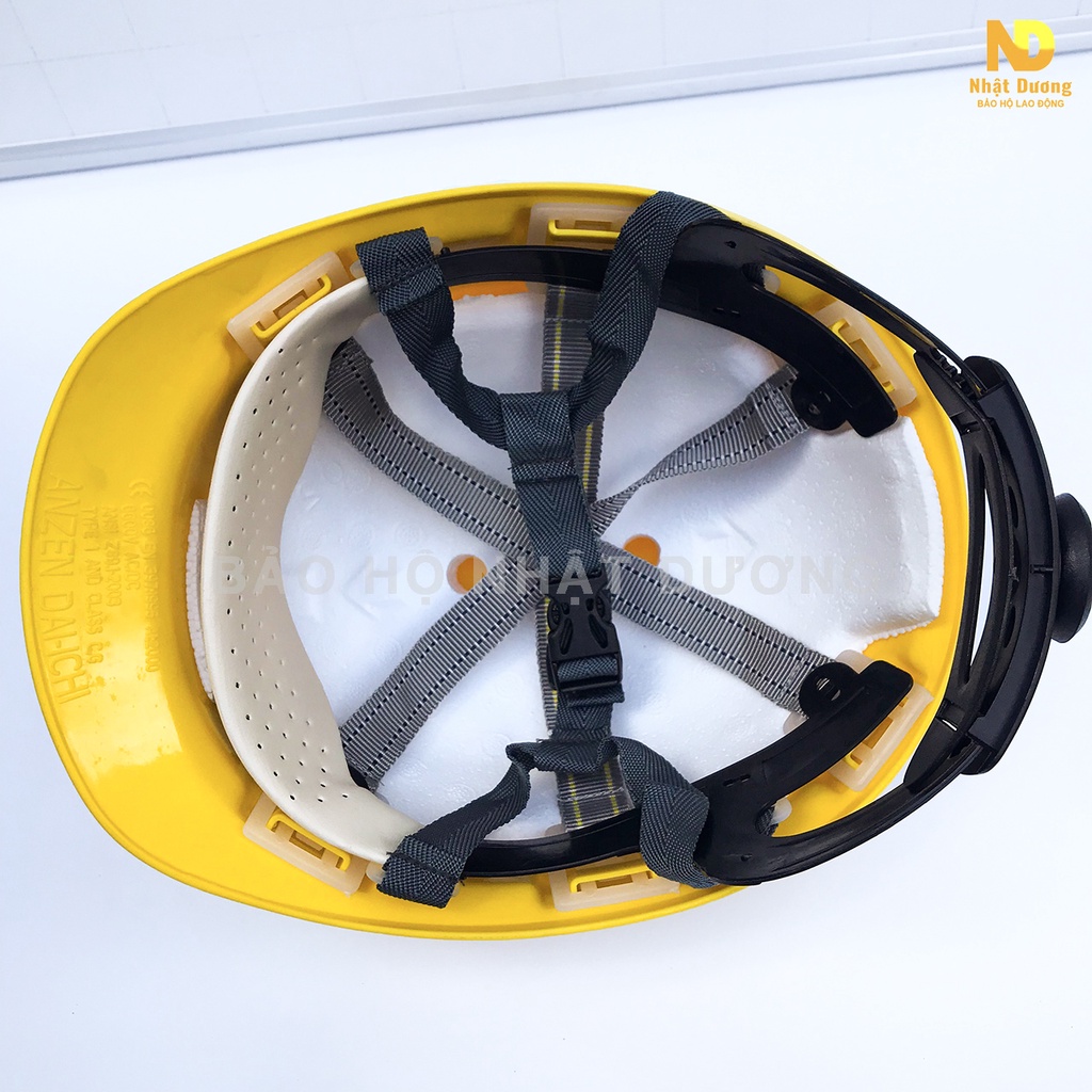 Mũ bảo hộ lao động Nhật Dương khóa vặn lót xốp màu vàng N08, Nón bảo hộ lao động chống nóng bảo vệ đầu