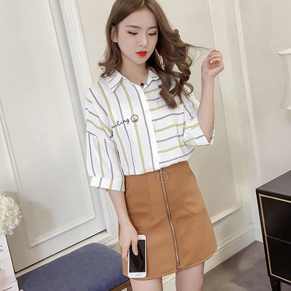 Áo sơ mi nữ ngắn tay kẻ sọc