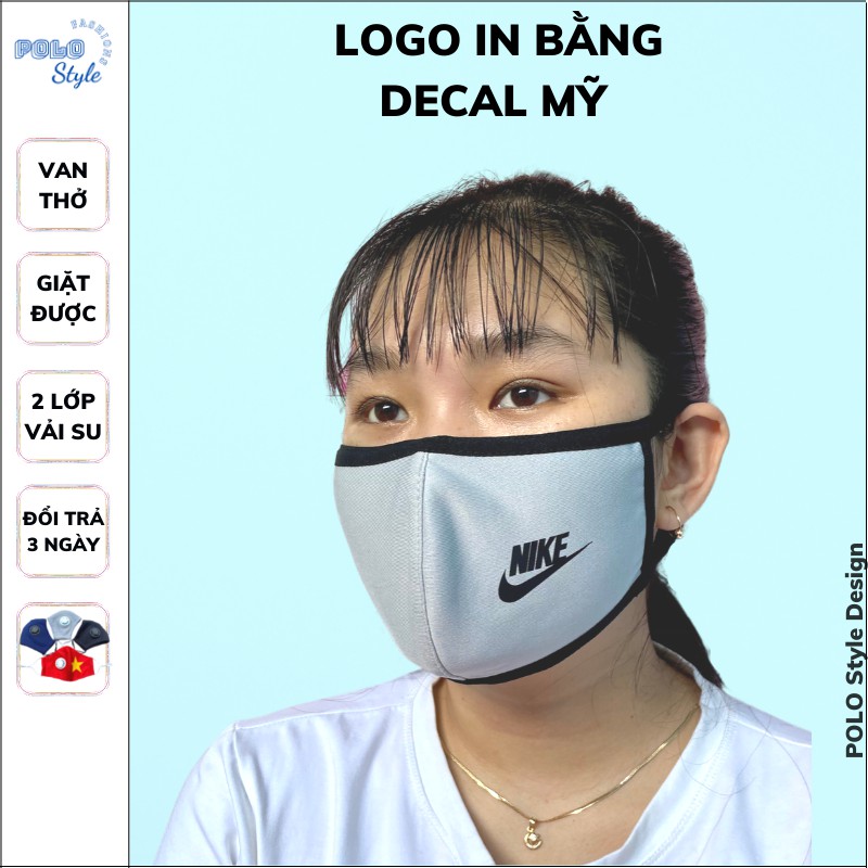 Khẩu trang 2 lớp vải Su in Logo có van thở POLO Style - Chống giọt bắn, không đau tai, sử dụng ít nhất 6 tháng