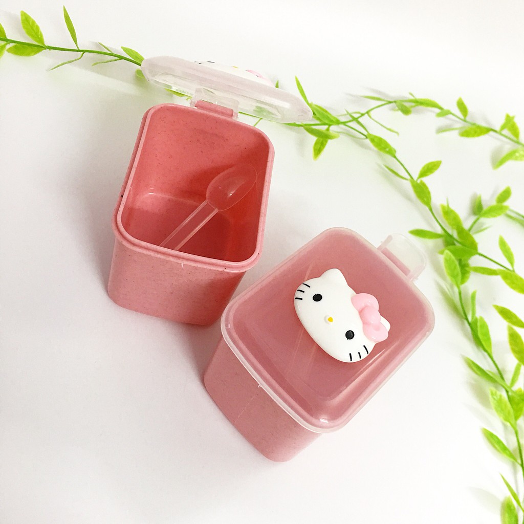 Hũ đựng gia vị lúa mạch kèm muỗng Hello Kitty