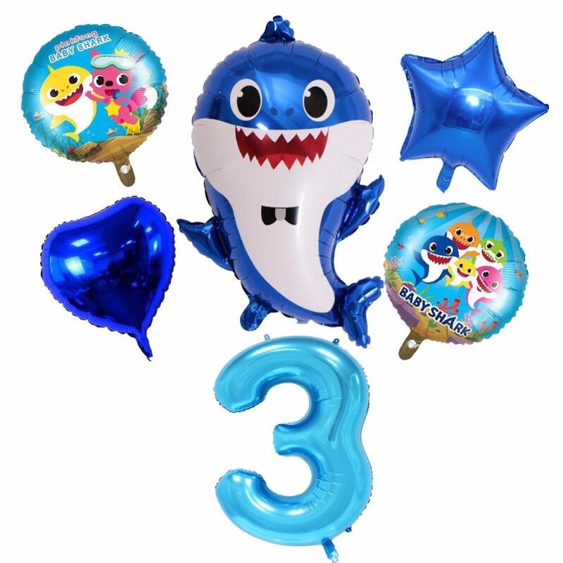 Bong Bóng Hình Cá Mập In Chữ Số Dùng Để Trang Trí Tiệc Sinh Nhật