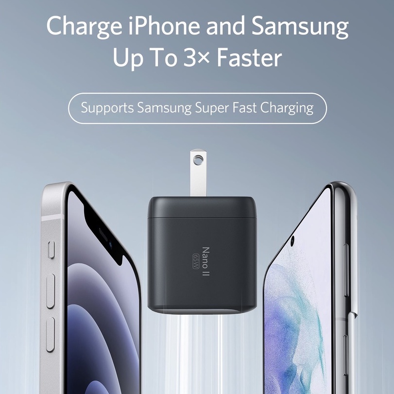 Sạc Anker 65w GaN A2663 Kèm Cáp C to C 100w A8856 Dài 1.8m Sạc Nhanh Điện Thoại Laptop Máy Tính Bảng