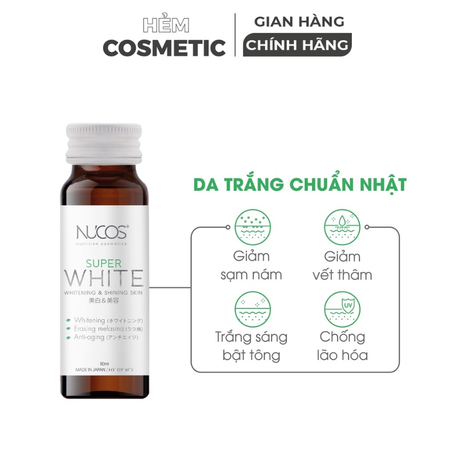 Collagen trắng da mờ thâm nám Nucos Super White 50ml x 10 chai - Hẻm Cosmetic