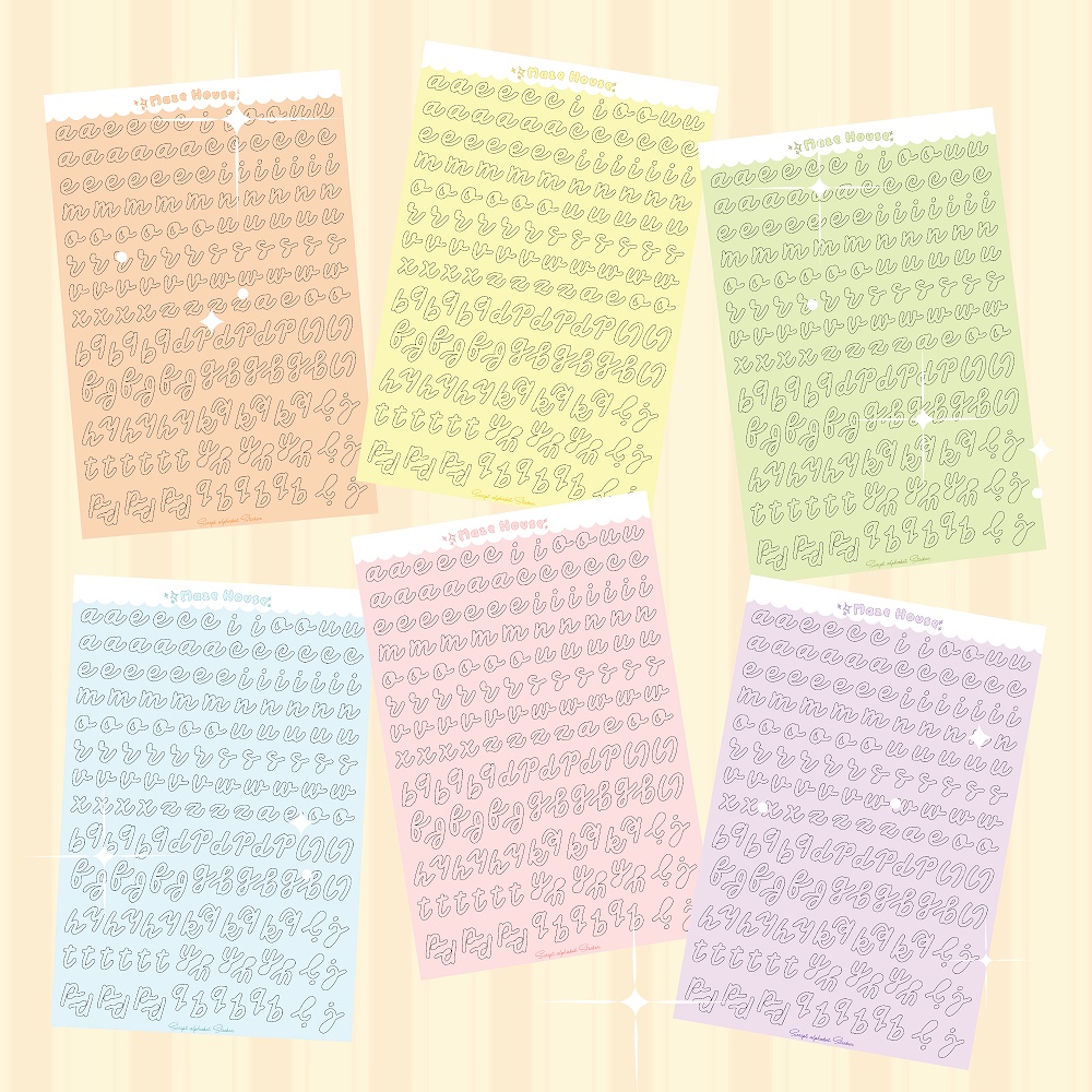 SCRIPT ALPHABET STICKERS - Sticker chữ font script lấp lánh - Trang trí toploader Kpop phong cách Hàn Quốc.