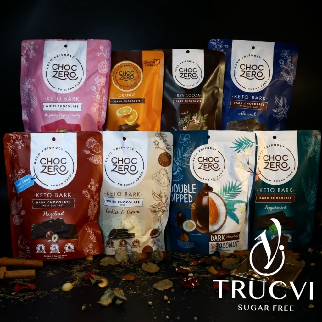 Socola Đen ( Dark Chocolate) không đường ChocZero (keto, eat clean, tiểu đường, ăn kiêng)