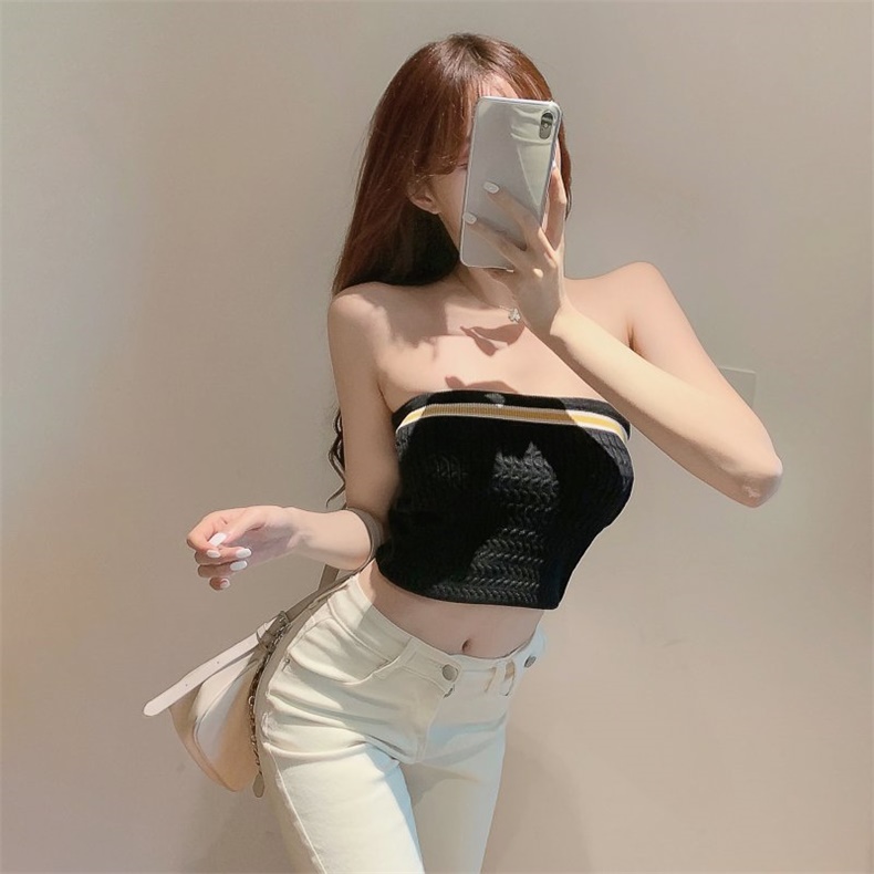 Áo Ống Không Tay Họa Tiết Kẻ Sọc Màu Sắc Tương Phản Thiết Kế Mới Thời Trang Mùa Hè Cho Nữ | BigBuy360 - bigbuy360.vn