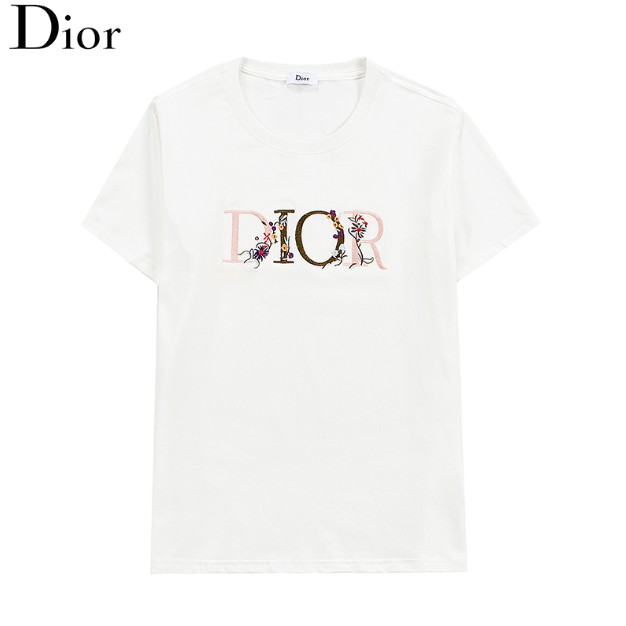 Áo thun cotton ngắn tay in chữ dior thời trang cho nam và nữ