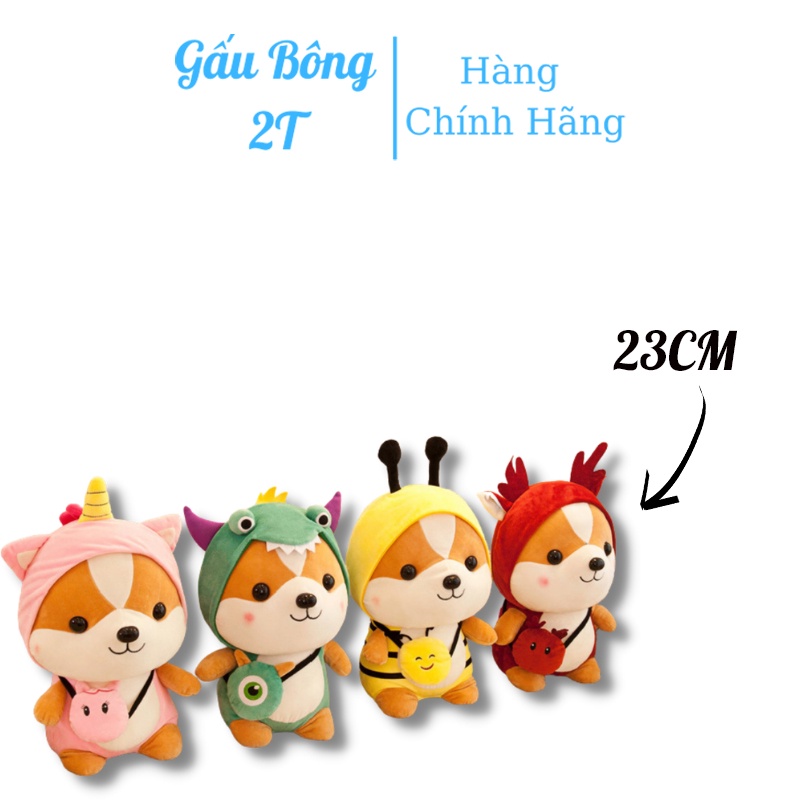 Gối ôm Gấu bông cho bé chó bông shiba cosplay vải nhung mềm mịn co dãn 4 chiều cao cấp