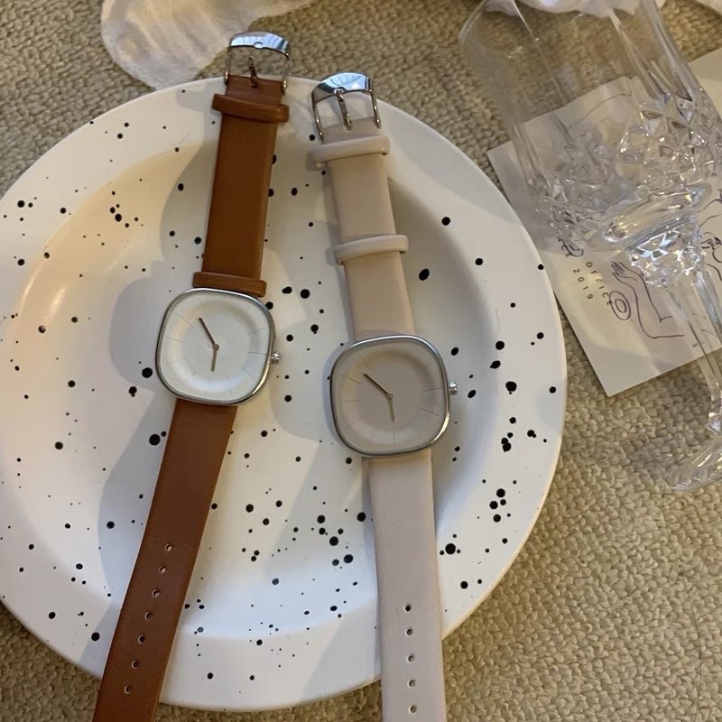 Đồng hồ nam nữ mặt vuông dây da kiểu dáng thời trang tuổi teen DH99 LOUSMORE