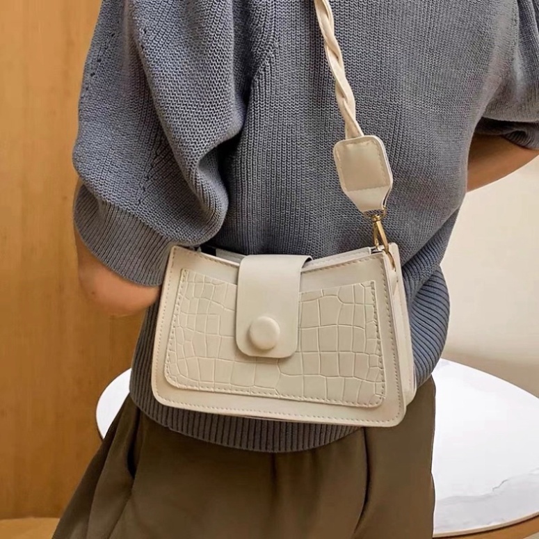 TÚI KẸP NÁCH, TÚI ĐEO VAI CÚC GỖ HÀNG CHUẨN ĐẸP HOT TREND CÓ NGĂN KÉO KHOÁ BH494