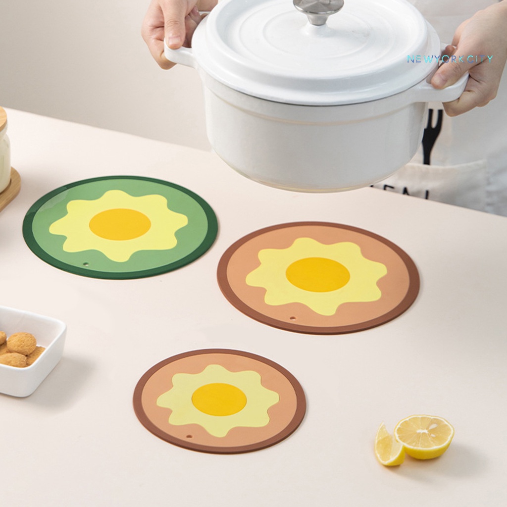 Miếng Lót Bàn Ăn Bằng Silicone Cách Nhiệt Thiết Kế Hình Quả Trứng Độc Đáo Tiện Dụng Cho Gia Đình