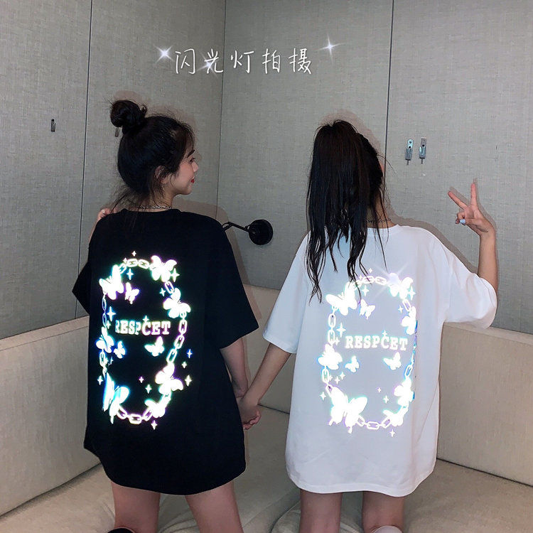 Fashionable Reflective Butterfly Pattern for Women T-shirt