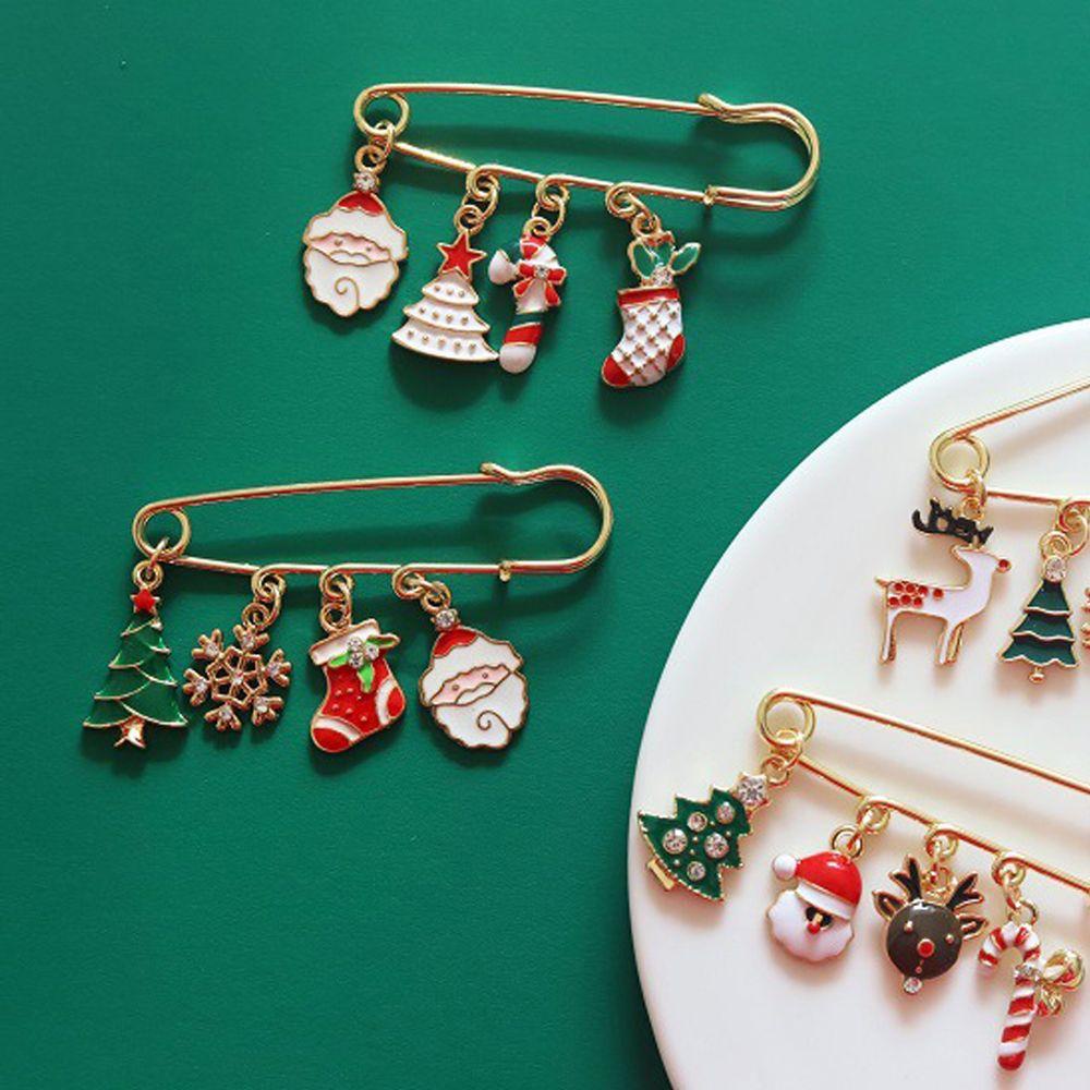 Ghim Cài Áo Hình Hoa Tuyết / Ông Già Noel / Chuông / Cây Thông Giáng Sinh