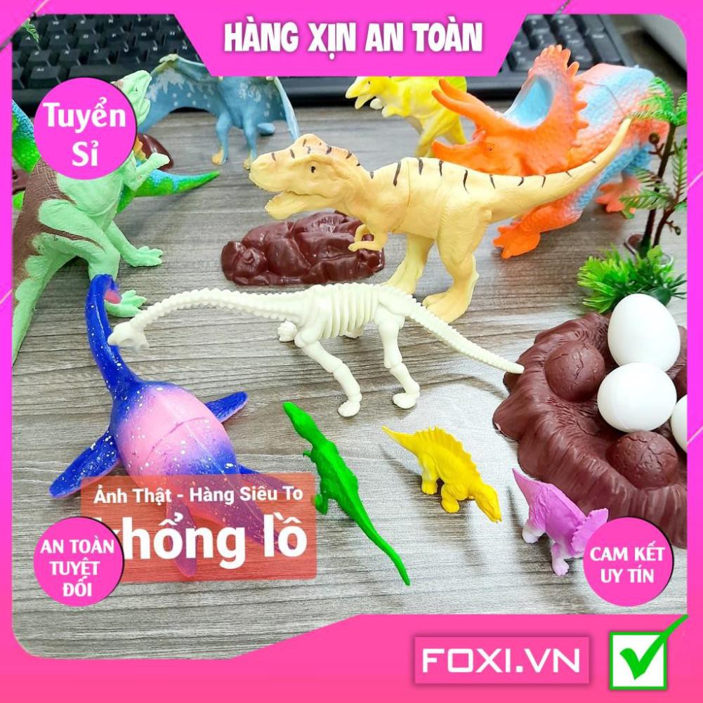 Bộ đồ chơi trứng Khủng Long-Mô hình nhựa dẻo-siêu bền-sưu tầm-chơi trong nhà-màu sắc bắt mắt