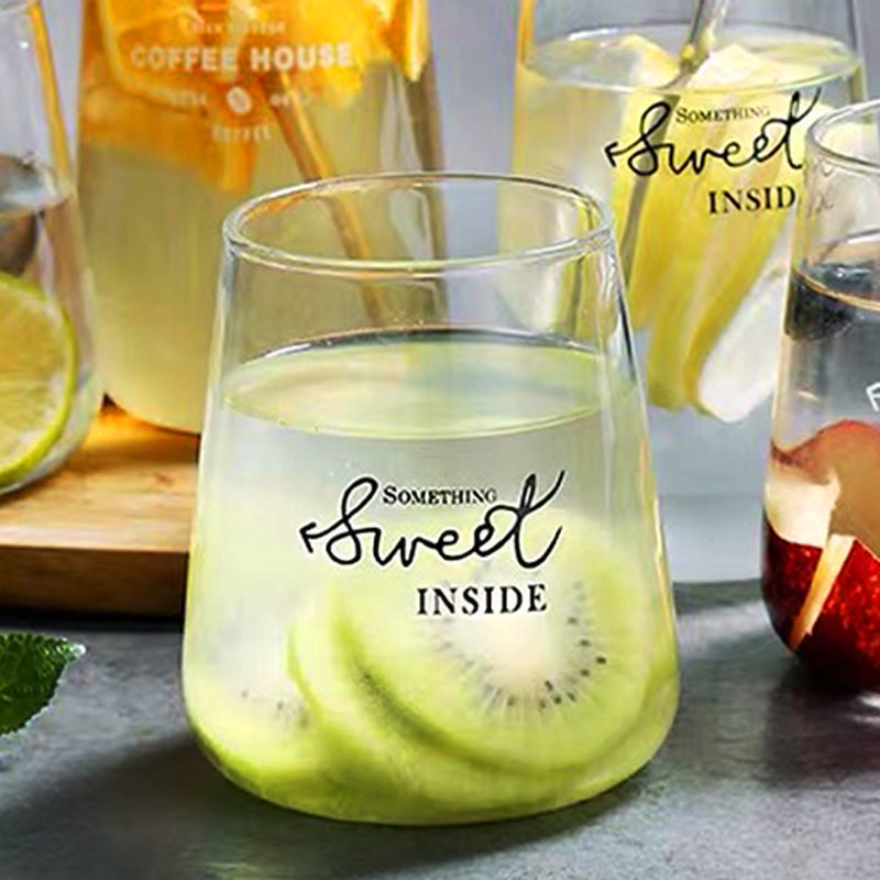 Ly Thủy Tinh Dễ Thương Trong Suốt Cao Cấp, Cốc Chịu Nhiệt Sweet Phong Cách Hàn Quốc