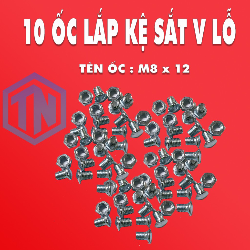 10 ốc lắp kệ sắt v lỗ đa năng