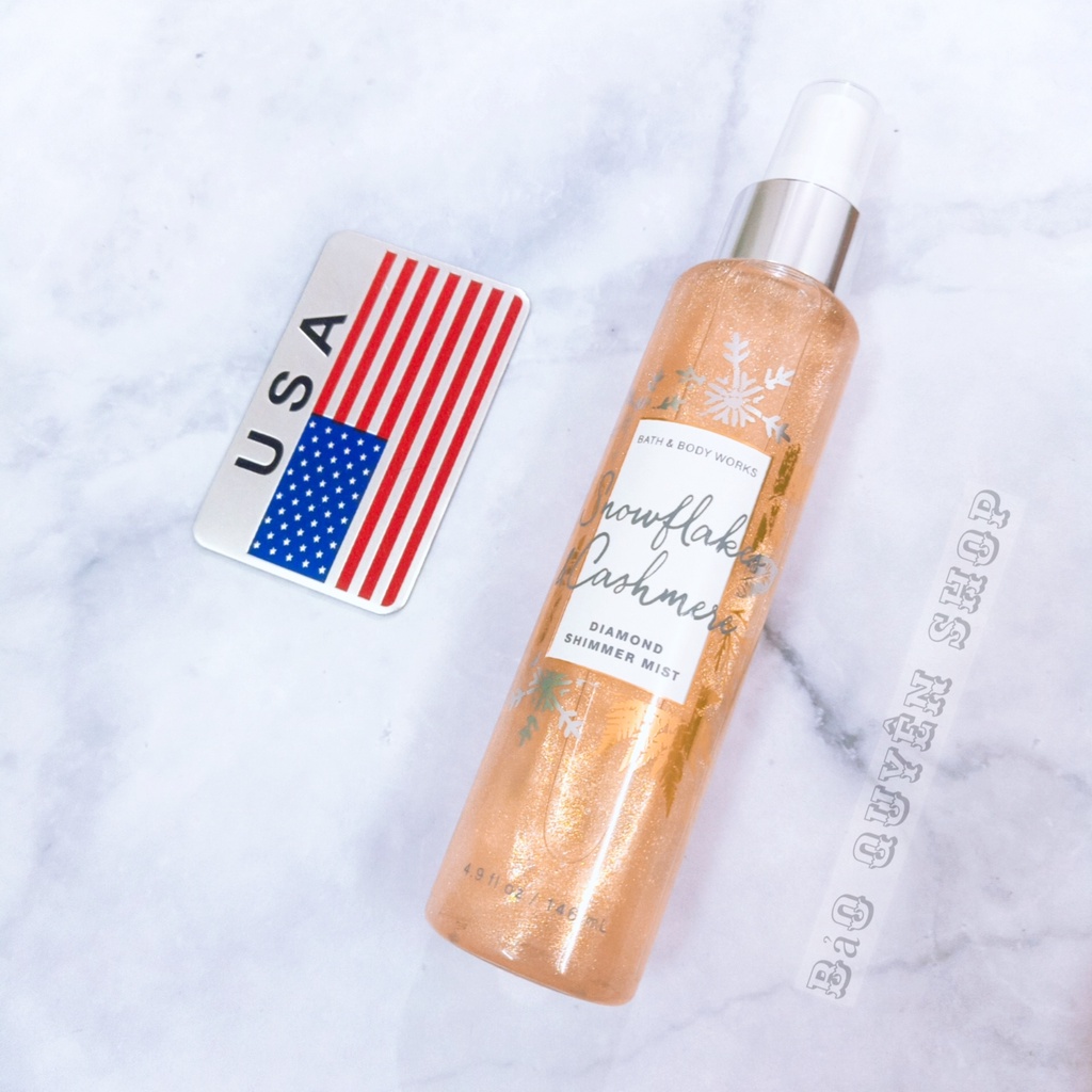 Xịt thơm toàn thân nhũ kim tuyến Bath & Body Works - Snowflakes & Cashmere - Diamond Shimmer Mist 146mL