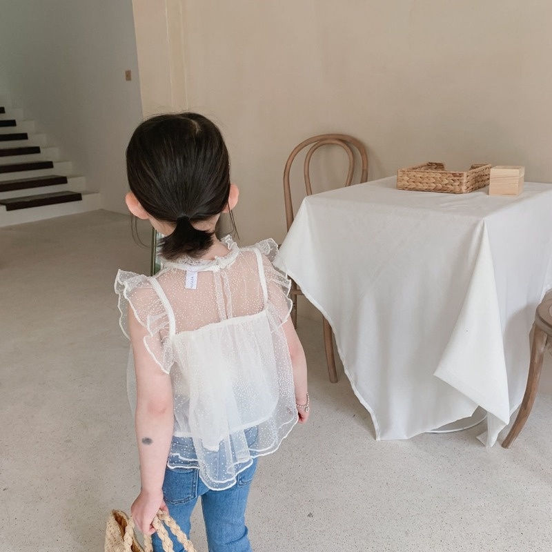Áo Ren Lưới Mềm Mại Không Tay Thời Trang Mùa Hè Cho Bé Gái