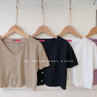 CROPTOP TĂM CỔ V FORM SUÔNG (ảnh thật/có sẵn)