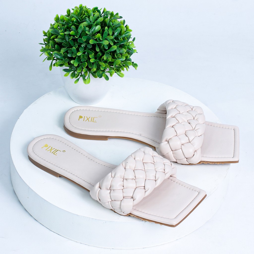 Dép Lê Bệt Thắt Bím Mũi Vuông Pixie X496