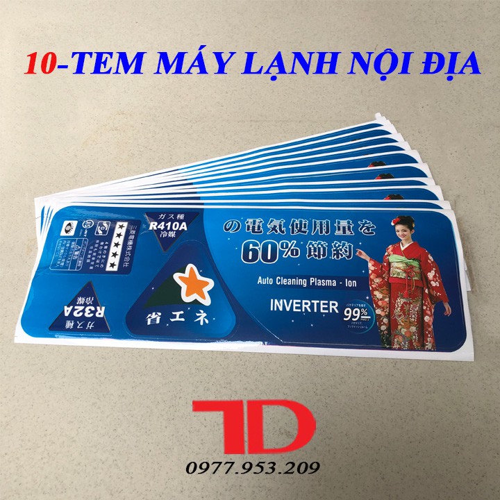 Combo 10 Tem Máy Lạnh nội địa Nhật 36x14cm MS02