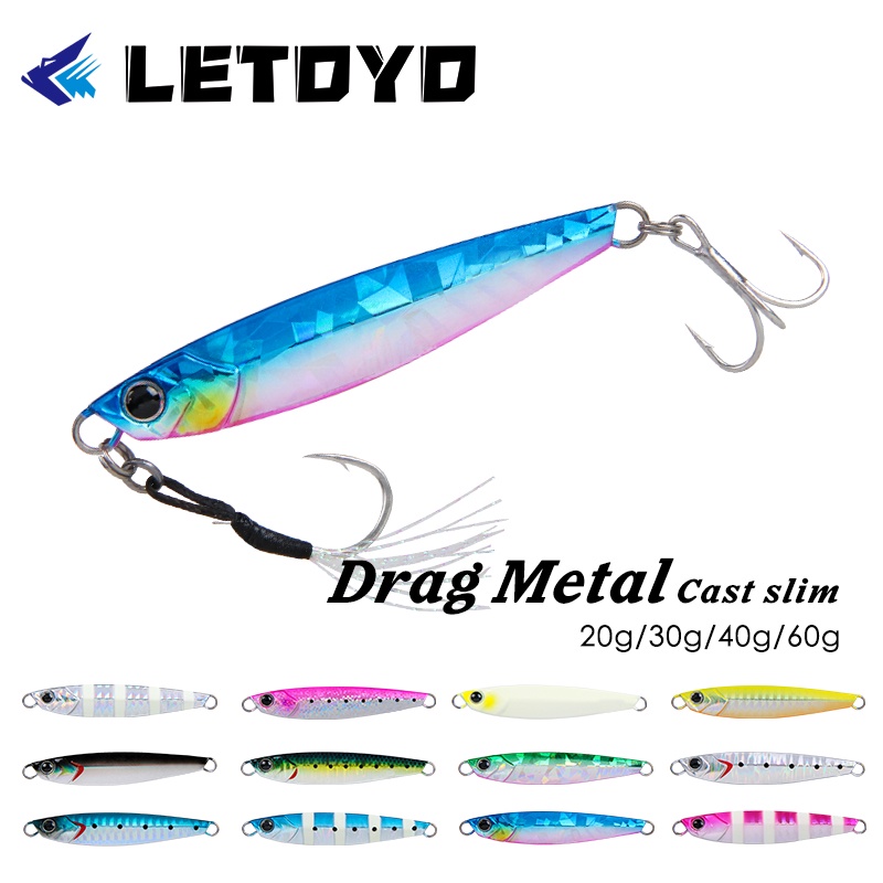 LETOYO Jigs 20g/30g/40g/60g Mồi Giả Câu Cá Bằng Kim Loại Jigging đánh cá bằng thuyền đồ đánh cá câu cá biển giải quyết nước mặn cú sút xa Mồi bờ