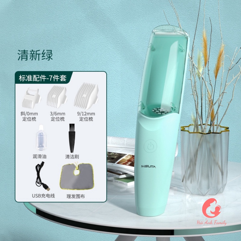 Tông đơ cắt tóc cho bé MISUTA có chức năng hút tóc  giúp bé không bị ngứa, an toàn cho bé