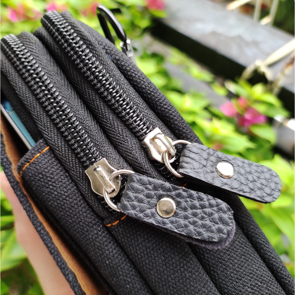 Túi đeo hông Zachi đựng điện thoại vải canvas  Màu Đen Kaki T36