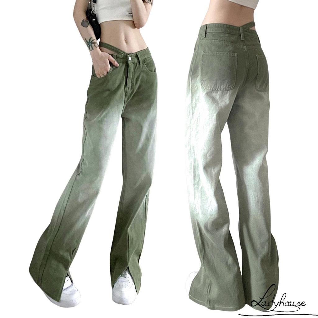Quần jeans dài xẻ ống thời trang nữ cá tính