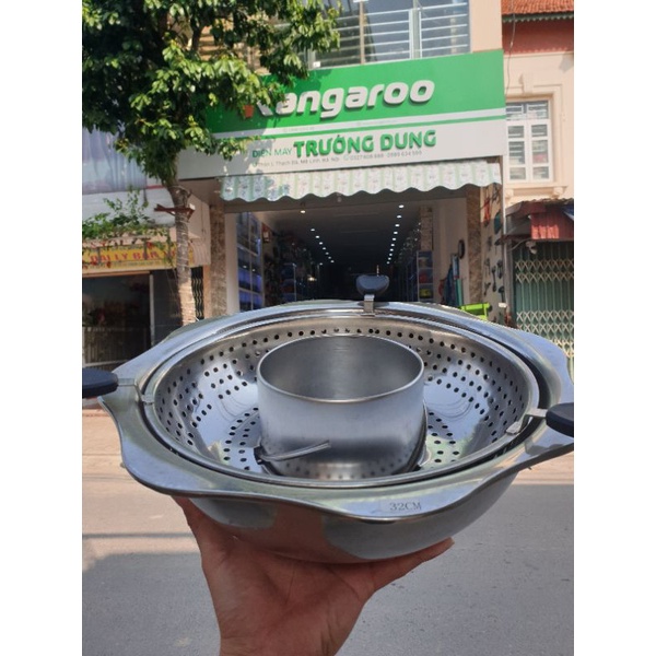 Nồi nấu lẩu xoay nâng cao tiện dụng cao cấp inox