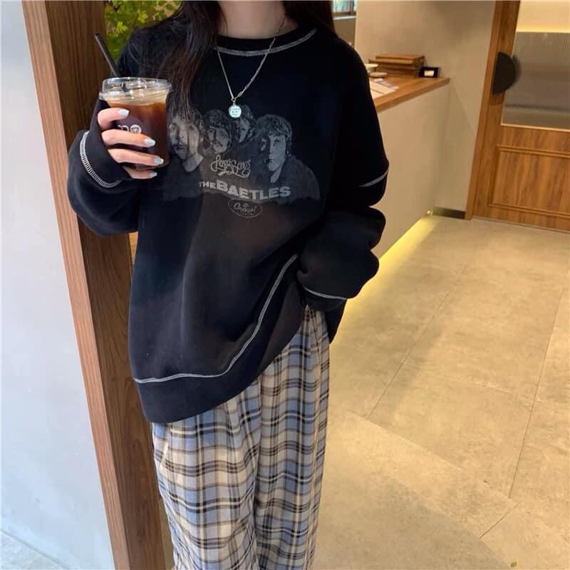 Áo Nỉ Nữ Baetles Kẻ Viền ⚡ Casper.Store | FREESHIP | ⚡ Áo mùa đông dài tay form rộng, thiết kế đơn giản