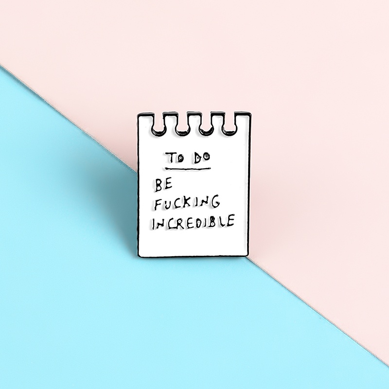 Huy hiệu cài áo QIHE JEWELRY tráng men hình tờ giấy ghi chú danh sách cần làm thời trang cho nam nữ