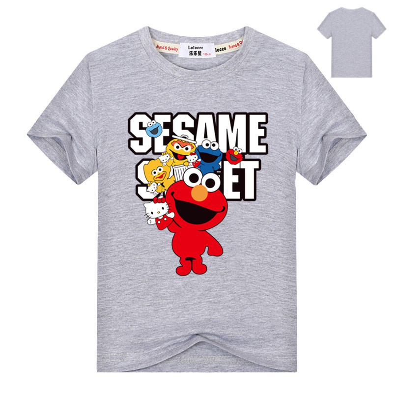 Áo thun Sesame Street-trẻ em unisex tay áo ngắn- Elmo, Oscar, Big Bird, Cookie Monster