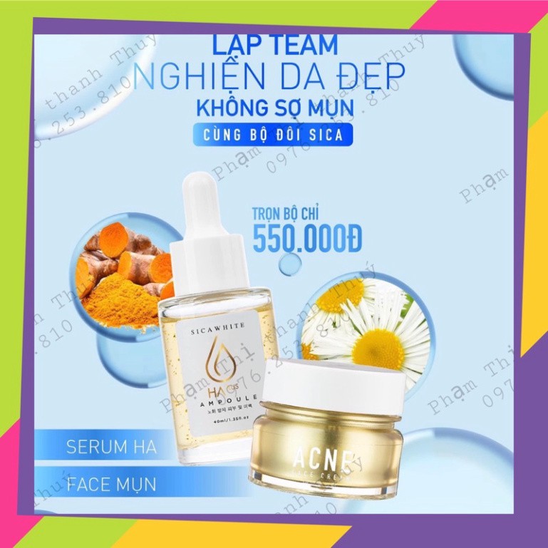 [FREE SHIP] COMBO 𝘍𝘈𝘊𝘌 𝘈𝘊𝘕𝘌 &amp; 𝘈𝘔𝘗𝘖𝘜𝘓𝘌 𝘏𝘈+, KEM MỤN SICA WHITE - Tổng Sỉ Toàn Quốc