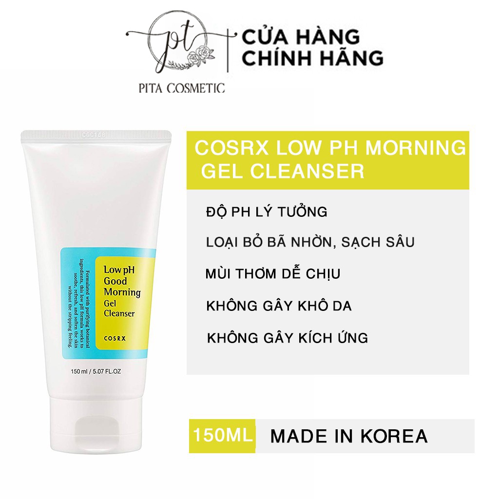 [Chính Hãng] Sữa Rửa Mặt Cosrx Low Ph Good Morning Gel Cleanser Dạng Gel 150ml Chiết Từ Dầu Cây Trà