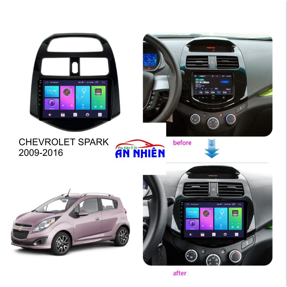 Màn Hình Android 9 inch Cho Xe SPARK 2009-2016 - Đầu DVD Chạy Android Kèm Mặt Dưỡng Giắc Zin Cho Chevrolet Spark