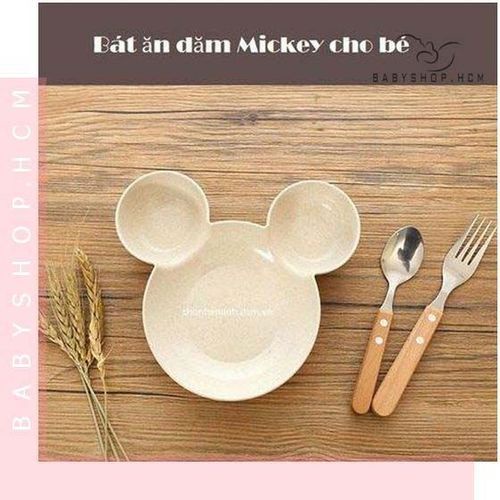 Bát tập ăn dặm Mickey từ lúa mạch cho bé 17x3cm